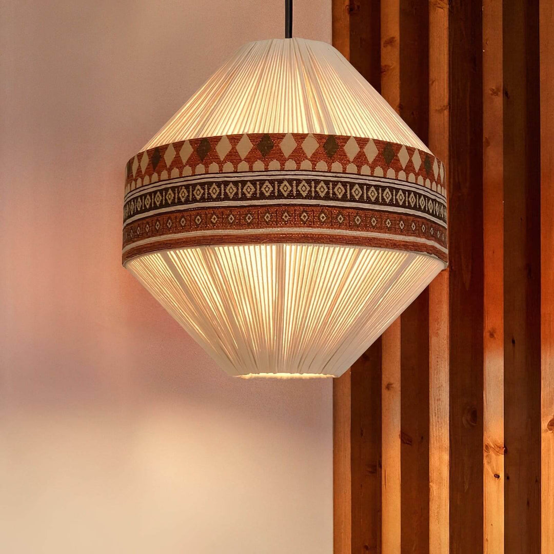 Zolona Pendant Lamp - Boho Fabric Rustic Light for Dining & Living Room