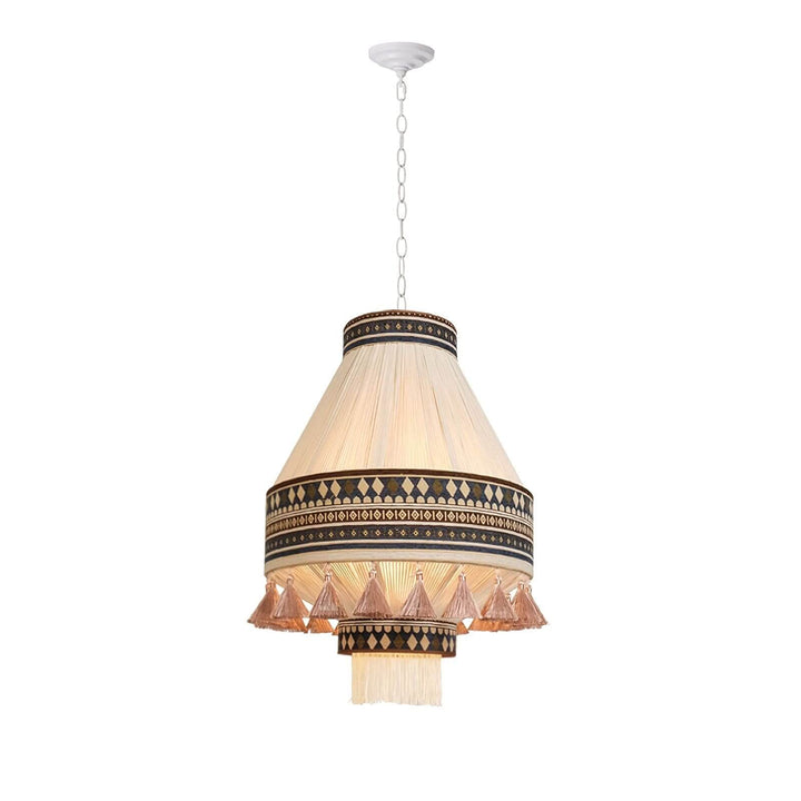 Zolona Pendant Lamp - Boho Fabric Rustic Light for Dining & Living Room