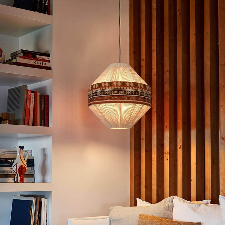 Zolona Pendant Lamp - Boho Fabric Rustic Light for Dining & Living Room