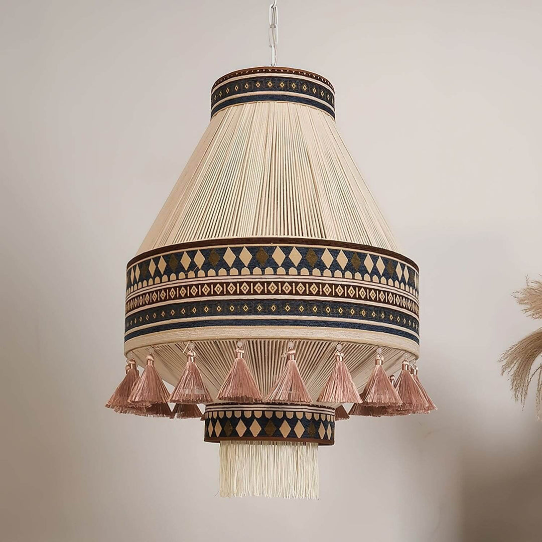 Zolona Pendant Lamp - Boho Fabric Rustic Light for Dining & Living Room