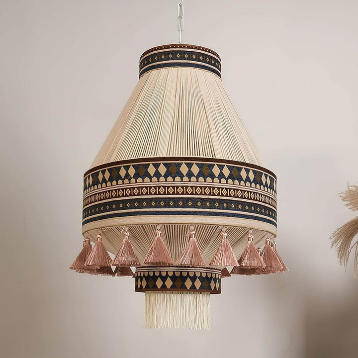 Zolona Pendant Lamp - Boho Fabric Rustic Light for Dining & Living Room