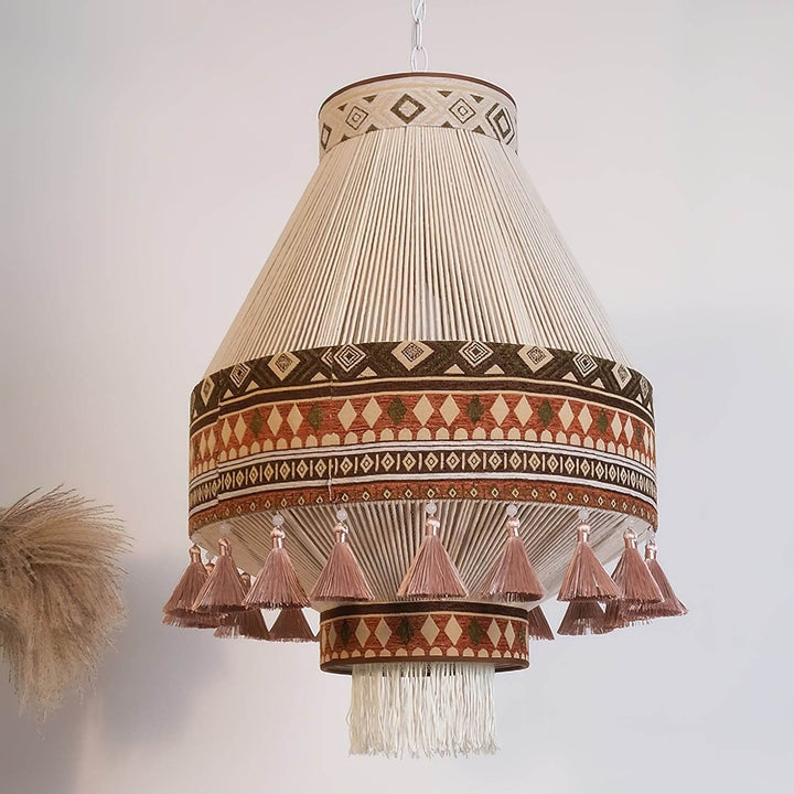 Zolona Pendant Lamp - Boho Fabric Rustic Light for Dining & Living Room