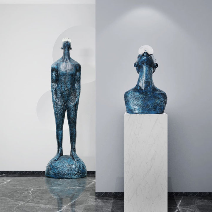 Zoreva resin sculpture displayed as a decorative ornament in modern living room, showcasing Art Deco style.