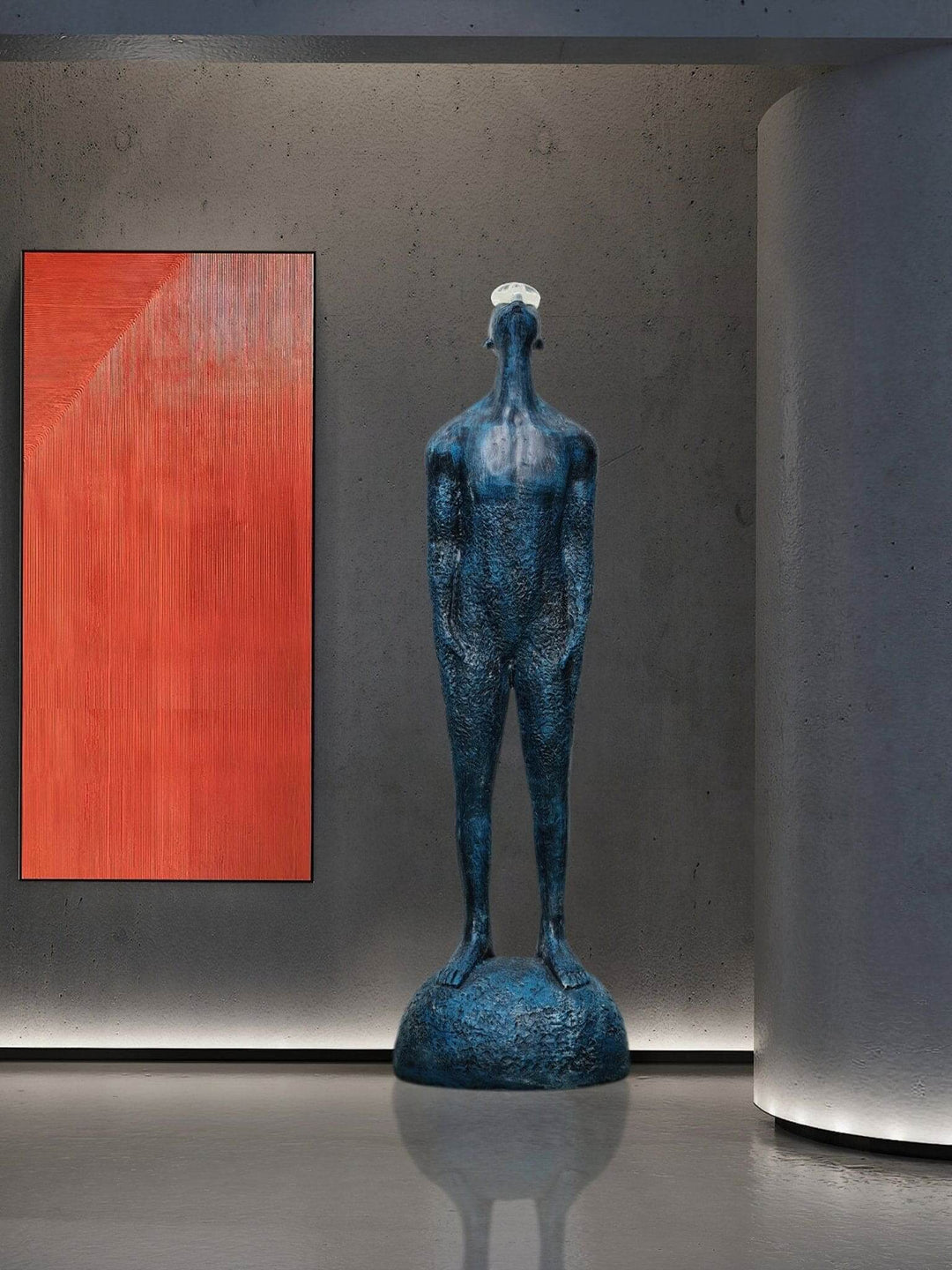 Zoreva resin sculpture in a modern living room, showcasing Art Deco style and decorative elegance.