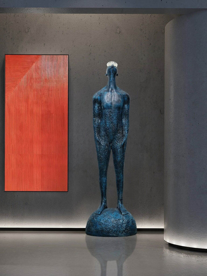 Zoreva resin sculpture in a modern living room, showcasing Art Deco style and decorative elegance.