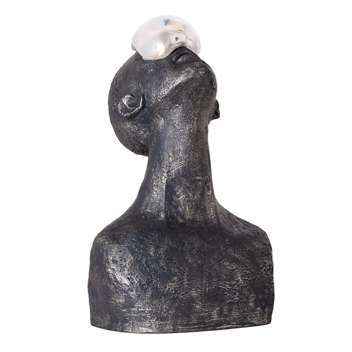 Zoreva resin sculpture bust with pearl detail, perfect as a decorative ornament for living room and Art Deco themes.