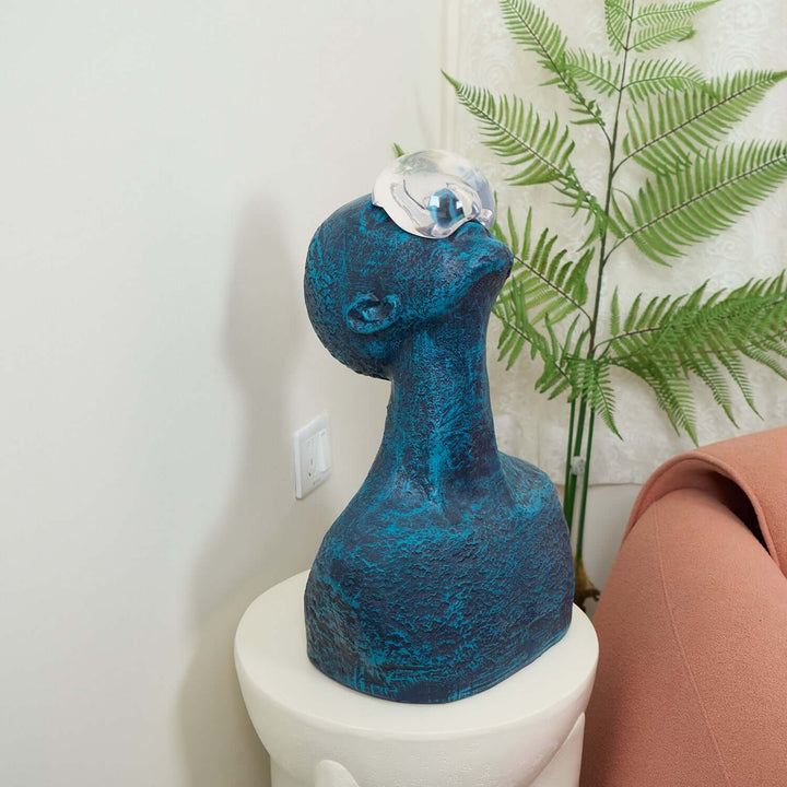 Zoreva resin sculpture in turquoise, a striking Art Deco decorative ornament for living room decor.