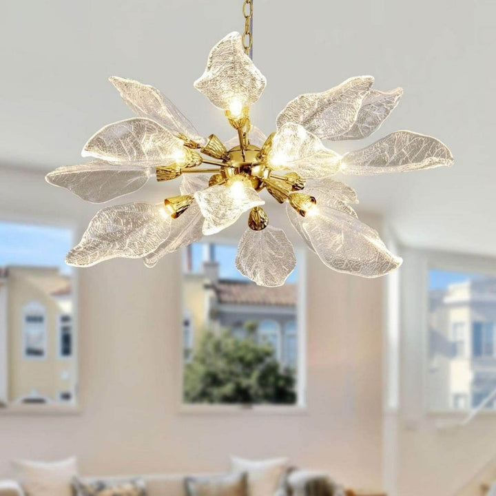 Zybril Chandelier - Modern Brass Art Deco Floral Light Fixture