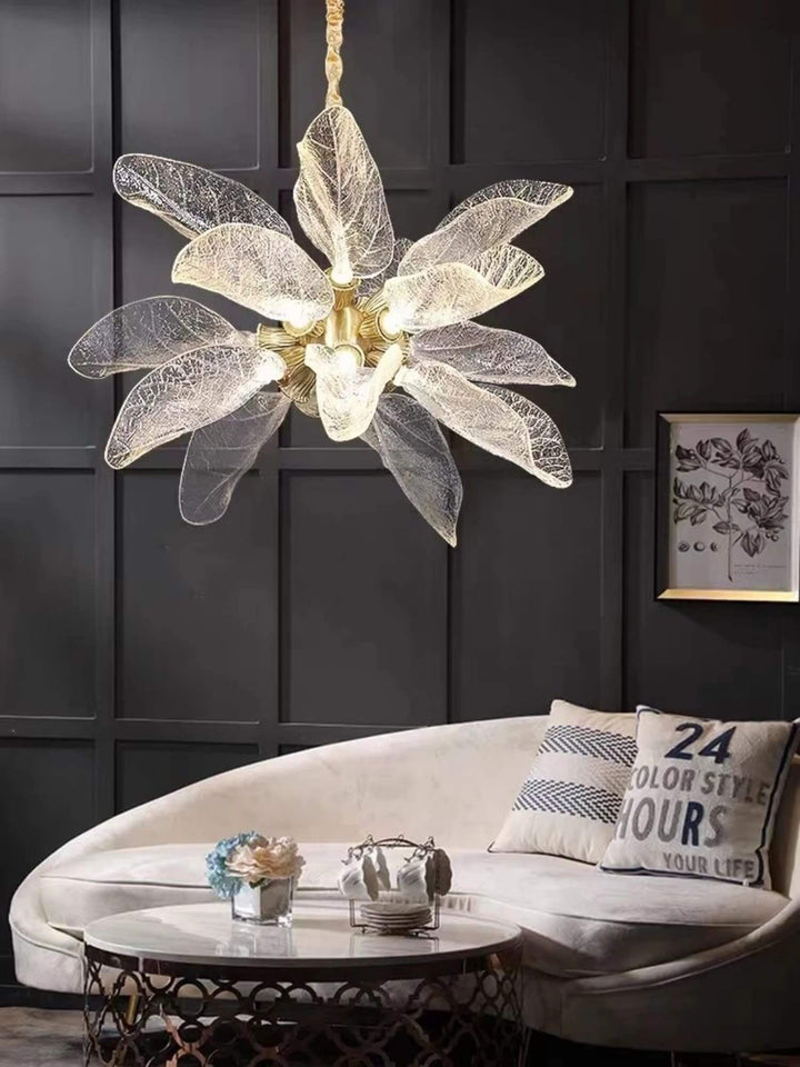 Zybril Chandelier - Modern Brass Art Deco Floral Light Fixture
