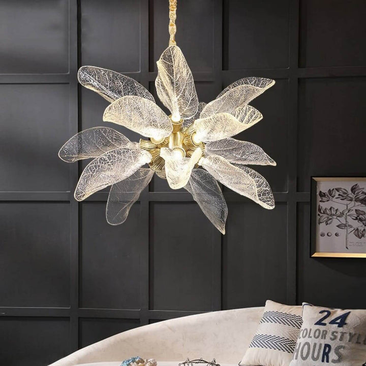 Zybril Chandelier - Modern Brass Art Deco Floral Light Fixture