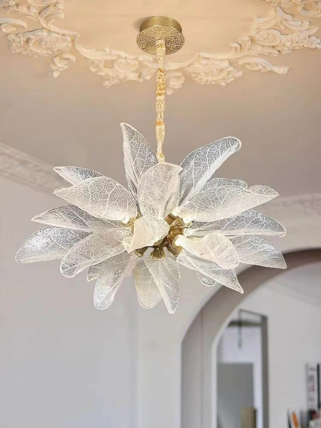 Zybril Chandelier - Modern Brass Art Deco Floral Light Fixture