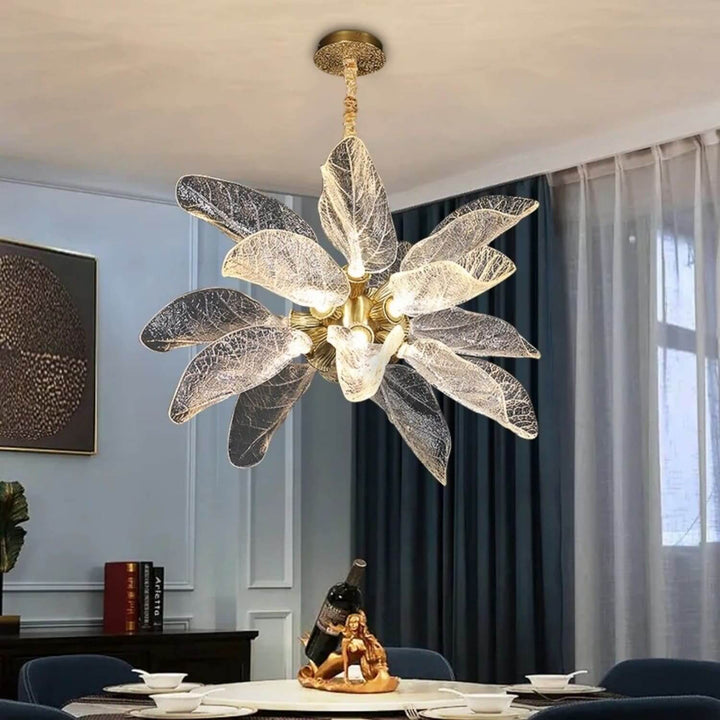 Zybril Chandelier - Modern Brass Art Deco Floral Light Fixture