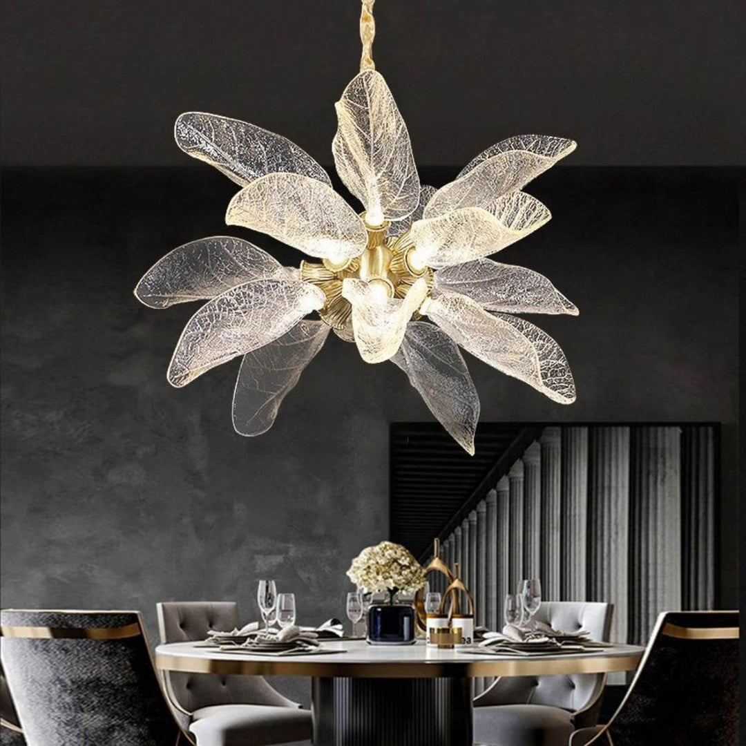 Zybril Chandelier - Modern Brass Art Deco Floral Light Fixture