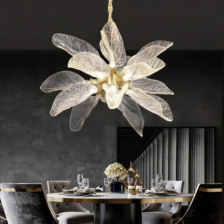 Zybril Chandelier - Modern Brass Art Deco Floral Light Fixture