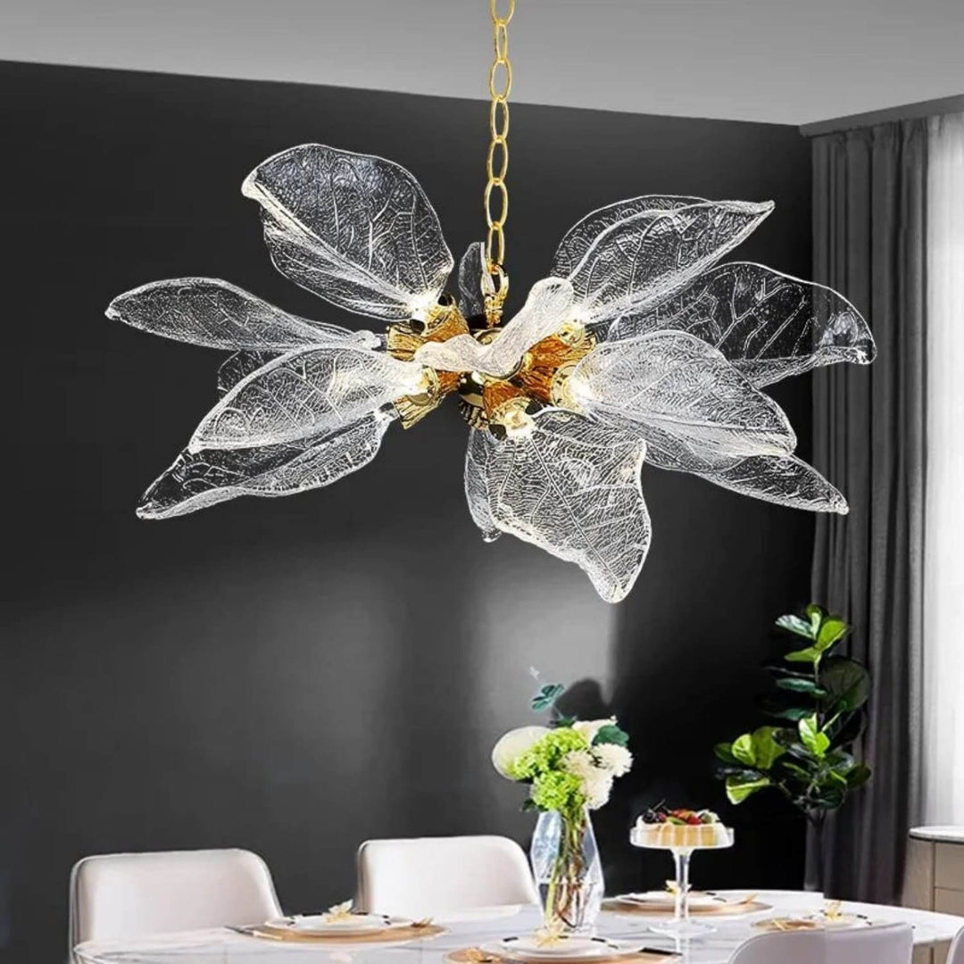 Zybril Chandelier - Modern Brass Art Deco Floral Light Fixture