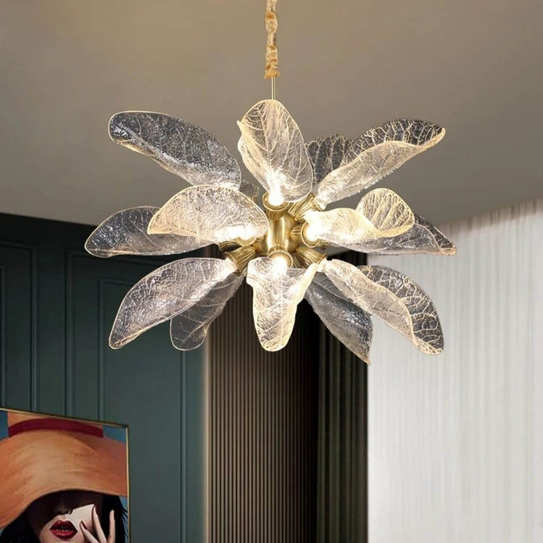 Zybril Chandelier - Modern Brass Art Deco Floral Light Fixture
