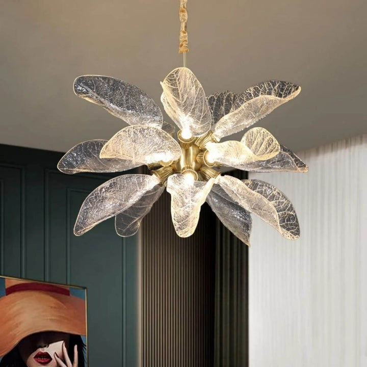 Zybril Chandelier - Modern Brass Art Deco Floral Light Fixture