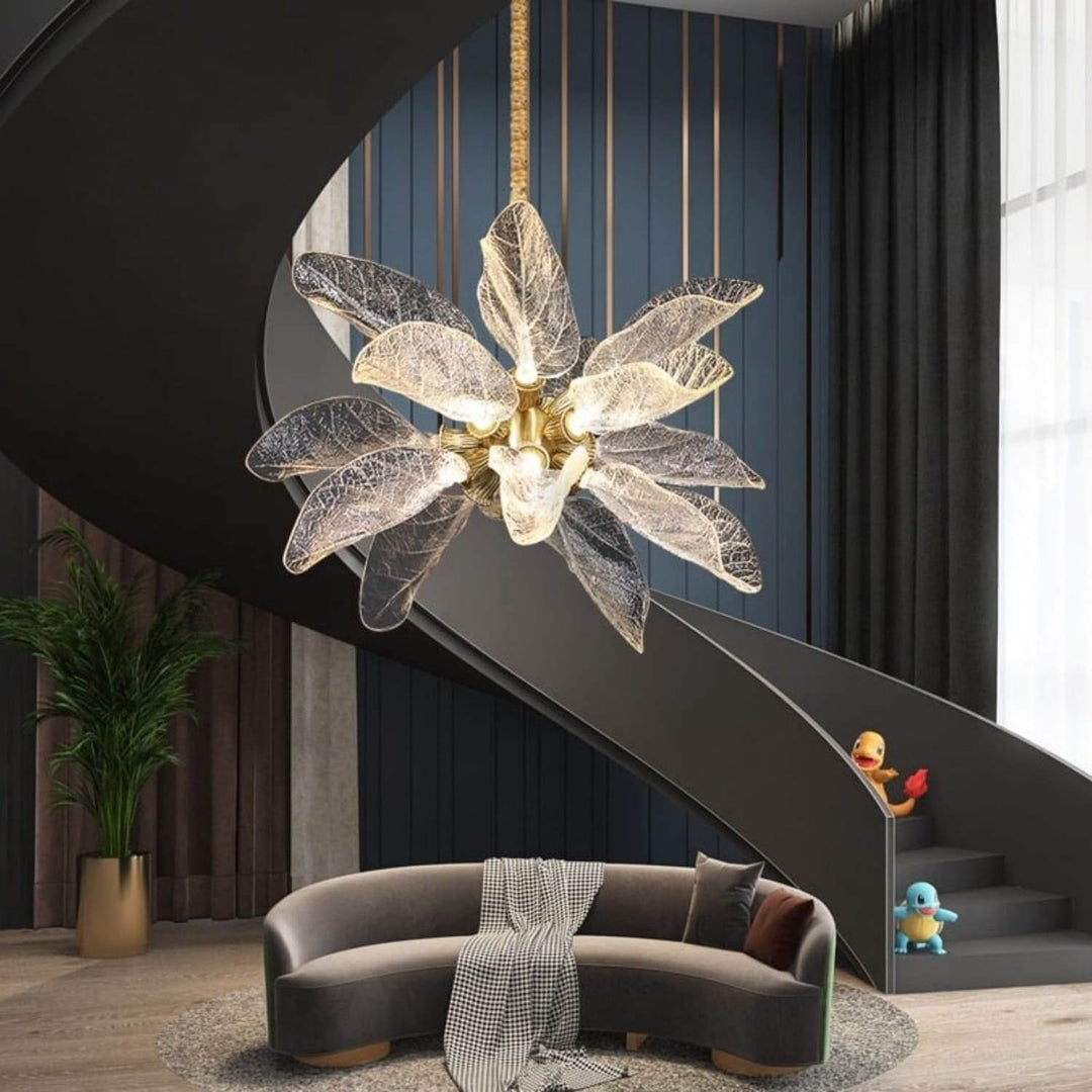 Zybril Chandelier - Modern Brass Art Deco Floral Light Fixture