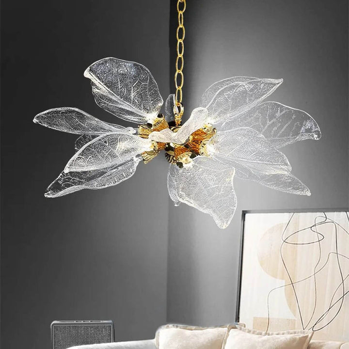 Zybril Chandelier - Modern Brass Art Deco Floral Light Fixture