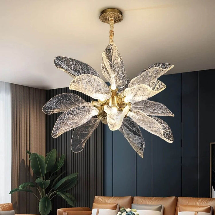 Zybril Chandelier - Modern Brass Art Deco Floral Light Fixture