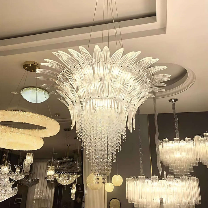 Zylume Dining Room Ceiling Light - Elegant Blown Glass Chandelier