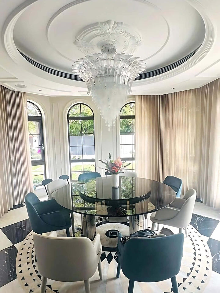 Zylume Dining Room Ceiling Light - Elegant Blown Glass Chandelier