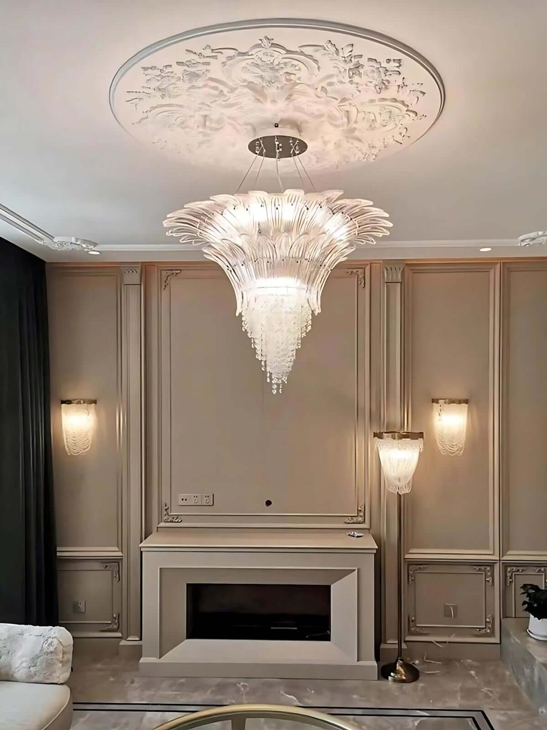Zylume Dining Room Ceiling Light - Elegant Blown Glass Chandelier