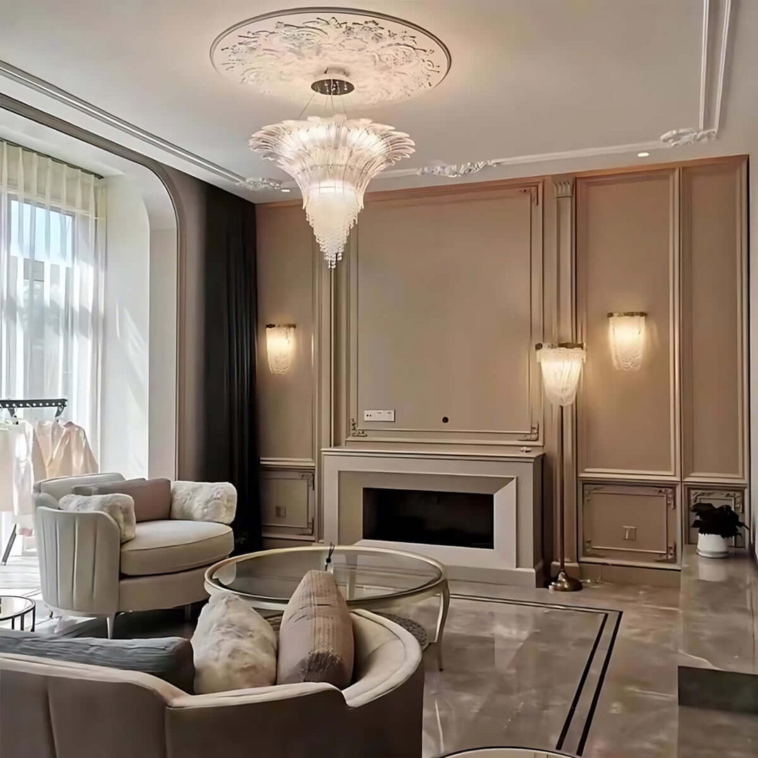 Zylume Dining Room Ceiling Light - Elegant Blown Glass Chandelier