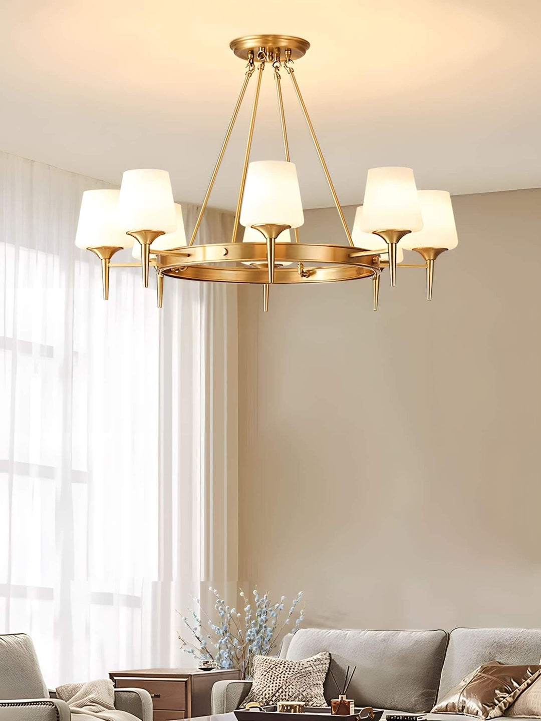 Zynofa Chandelier | Vintage Brass & Glass for Living Room