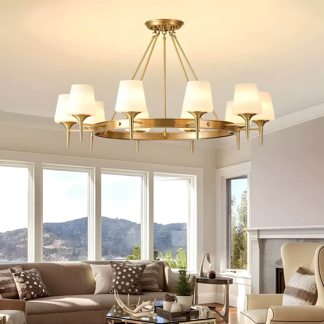 Zynofa Chandelier | Vintage Brass & Glass for Living Room
