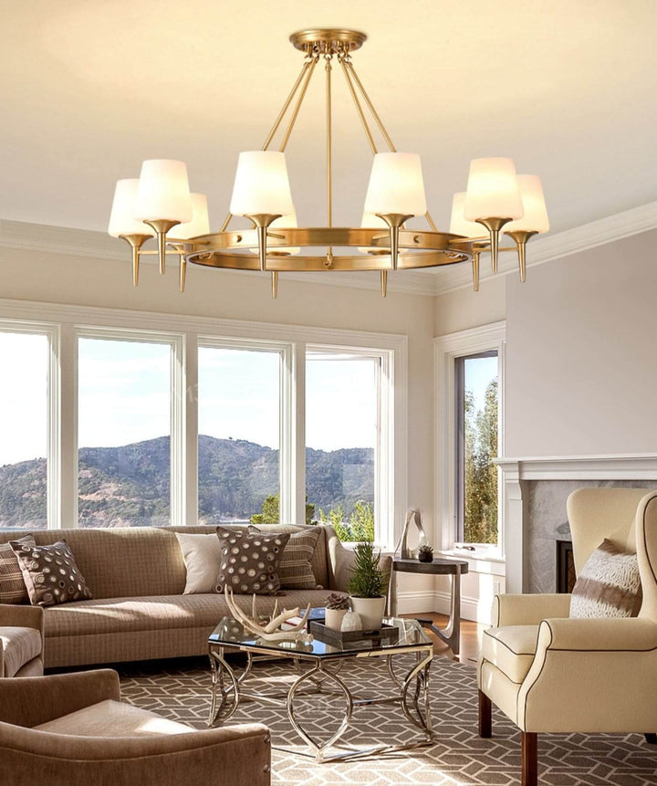 Zynofa Chandelier | Vintage Brass & Glass for Living Room
