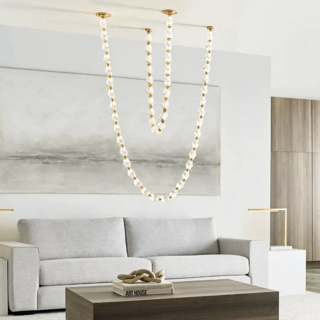 Zypheria Chandelier - Modern Chrome Beaded Glass Art Deco Light