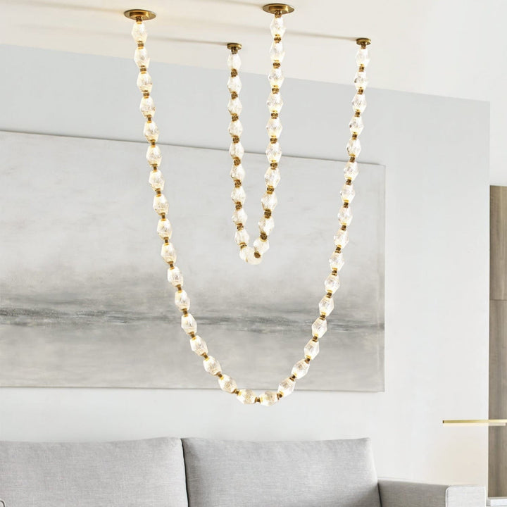 Zypheria Chandelier - Modern Chrome Beaded Glass Art Deco Light