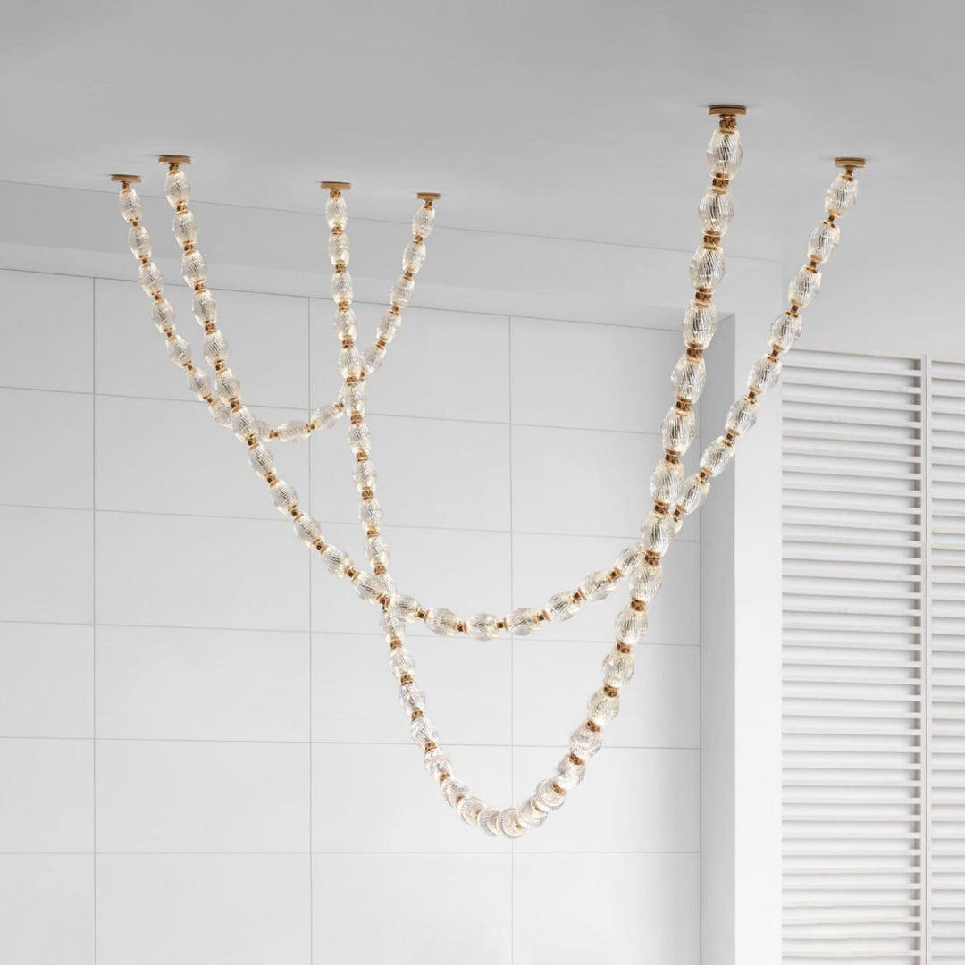 Zypheria Chandelier - Modern Chrome Beaded Glass Art Deco Light