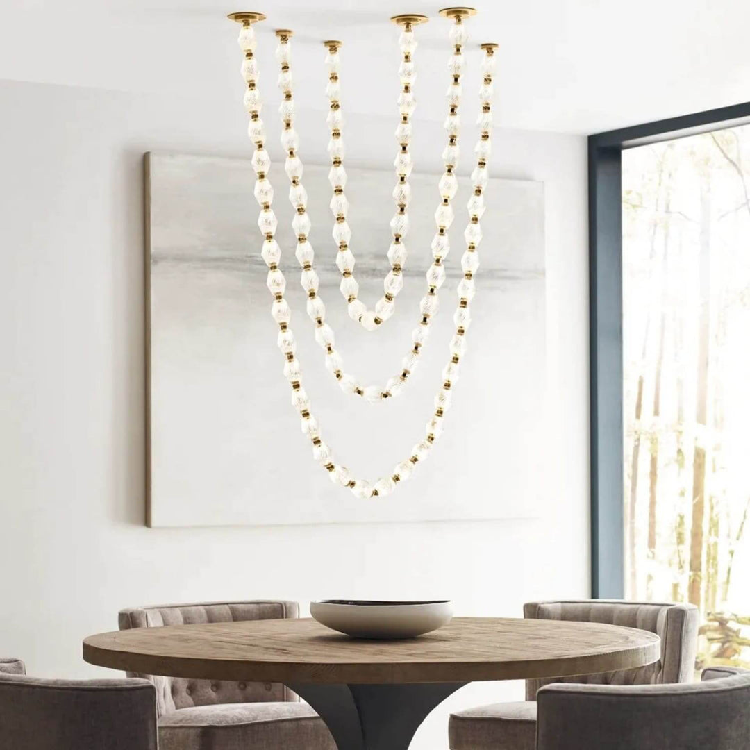 Zypheria Chandelier - Modern Chrome Beaded Glass Art Deco Light