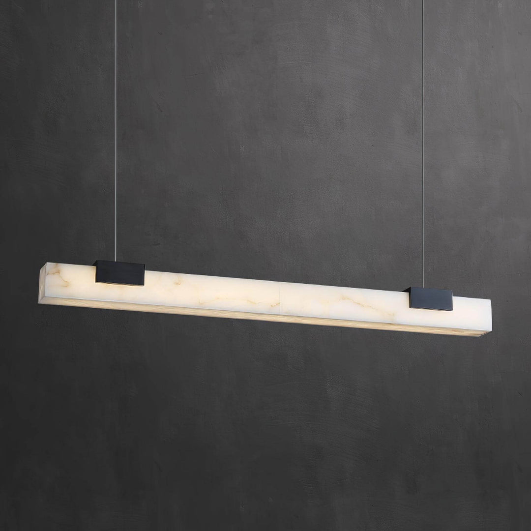 Cary Alabaster Pendant Light showcasing linear design, perfect for contemporary kitchen island lighting.