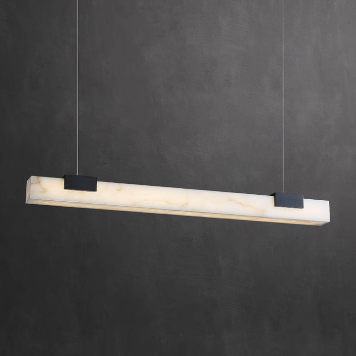 Cary Alabaster Pendant Light showcasing linear design, perfect for contemporary kitchen island lighting.