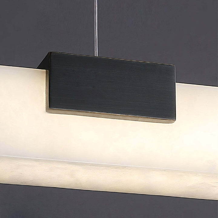 Cary Alabaster Pendant Light featuring a contemporary design with bronze finish and alabaster shade, ideal for kitchen island lighting.
