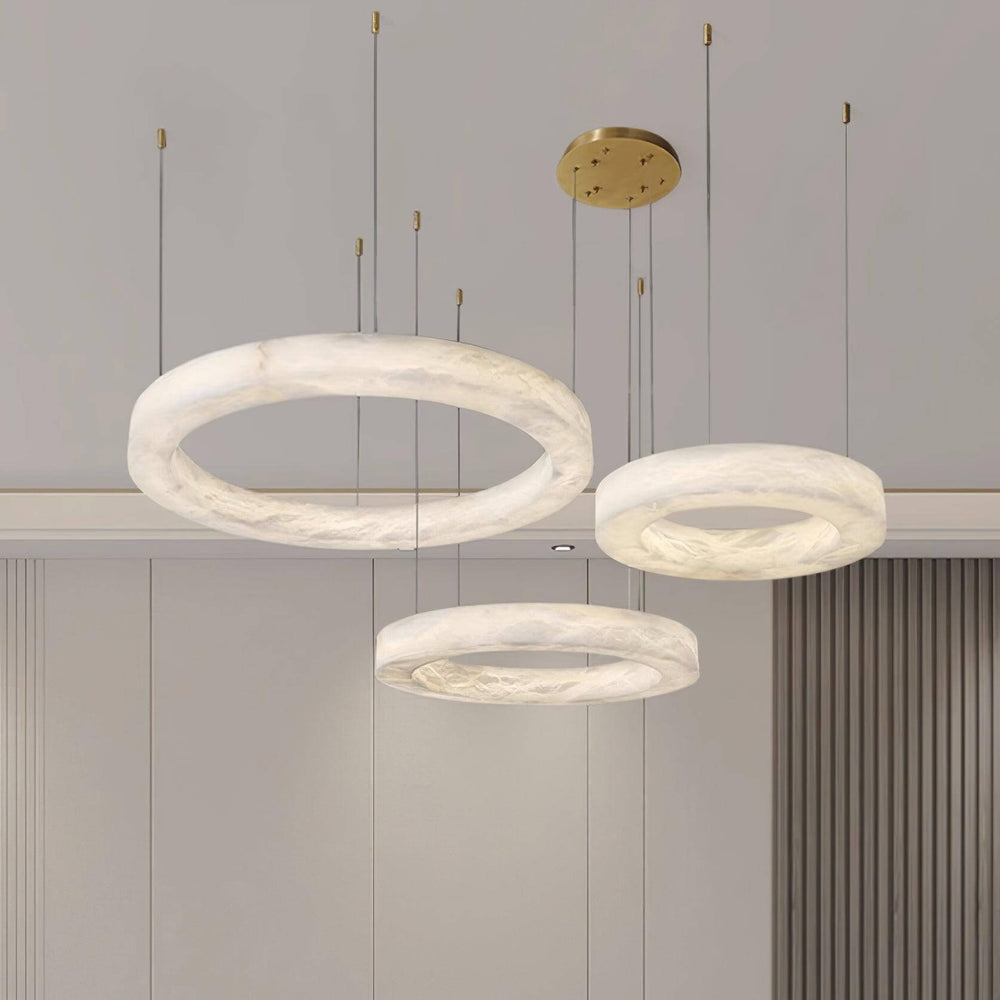 Marika Circle Alabaster Chandelier | Modern Living Room | Vinlighting | Vinlighting | Vinlighting