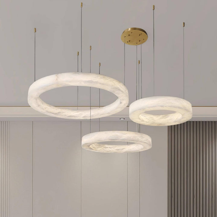 Marika Circle Alabaster Chandelier | Modern Living Room | Vinlighting | Vinlighting | Vinlighting