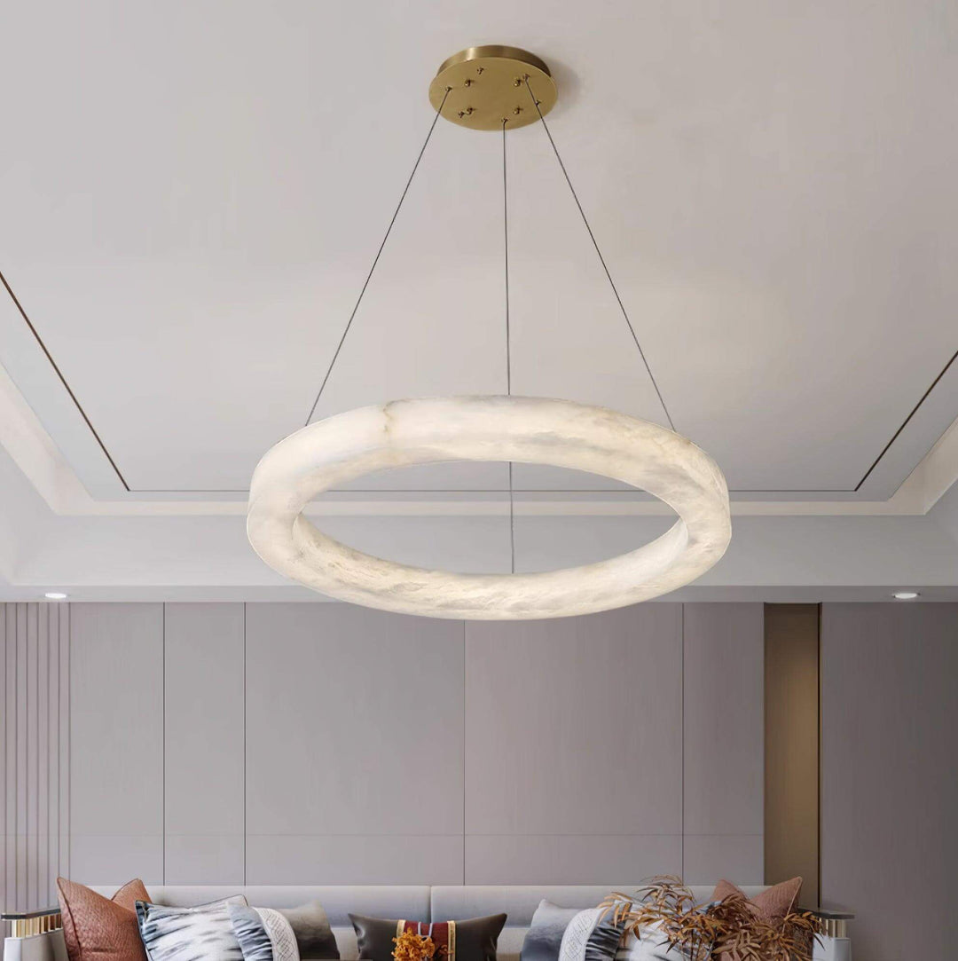 Marika Circle Alabaster Chandelier | Modern Living Room | Vinlighting | Vinlighting | Vinlighting