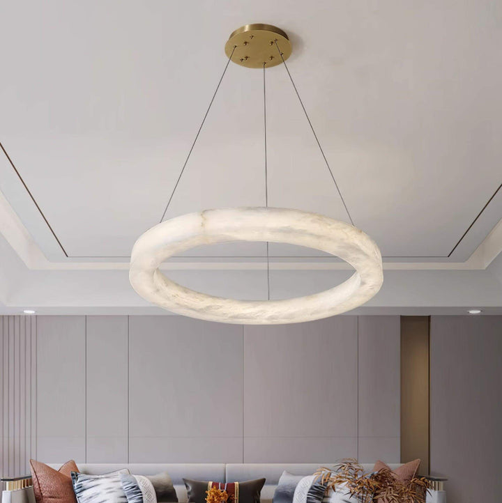 Marika Circle Alabaster Chandelier | Modern Living Room | Vinlighting | Vinlighting | Vinlighting