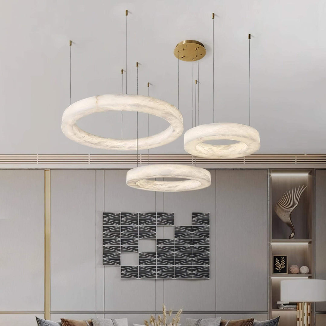 Marika Circle Alabaster Chandelier | Modern Living Room | Vinlighting | Vinlighting | Vinlighting