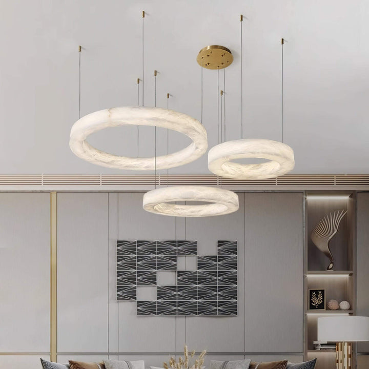 Marika Circle Alabaster Chandelier | Modern Living Room | Vinlighting | Vinlighting | Vinlighting