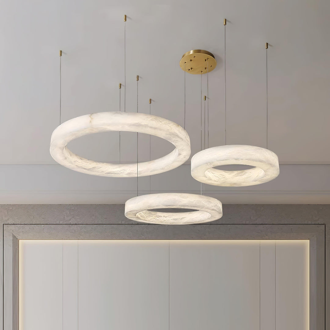 Marika Circle Alabaster Chandelier | Modern Living Room | Vinlighting | Vinlighting | Vinlighting