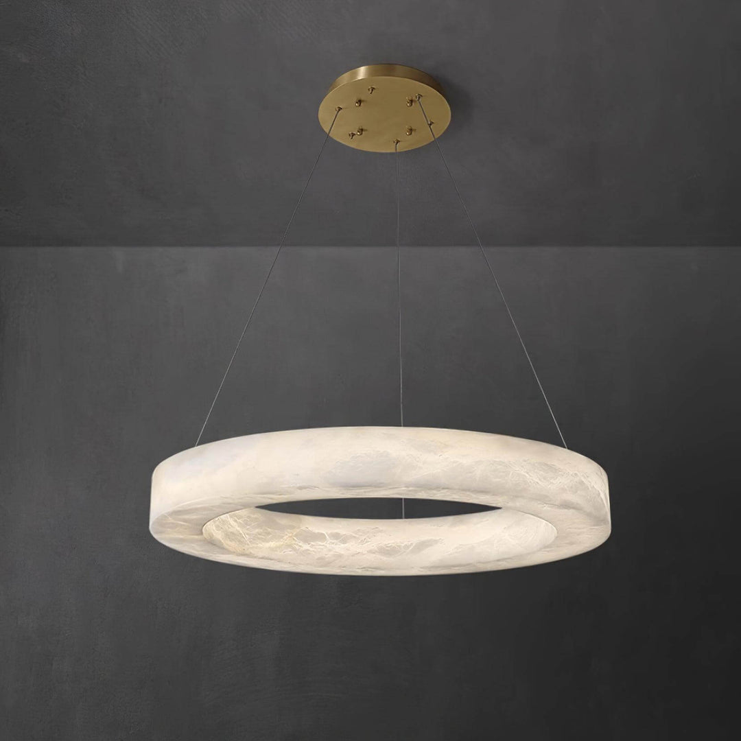 Marika Circle Alabaster Chandelier | Modern Living Room | Vinlighting | Vinlighting | Vinlighting