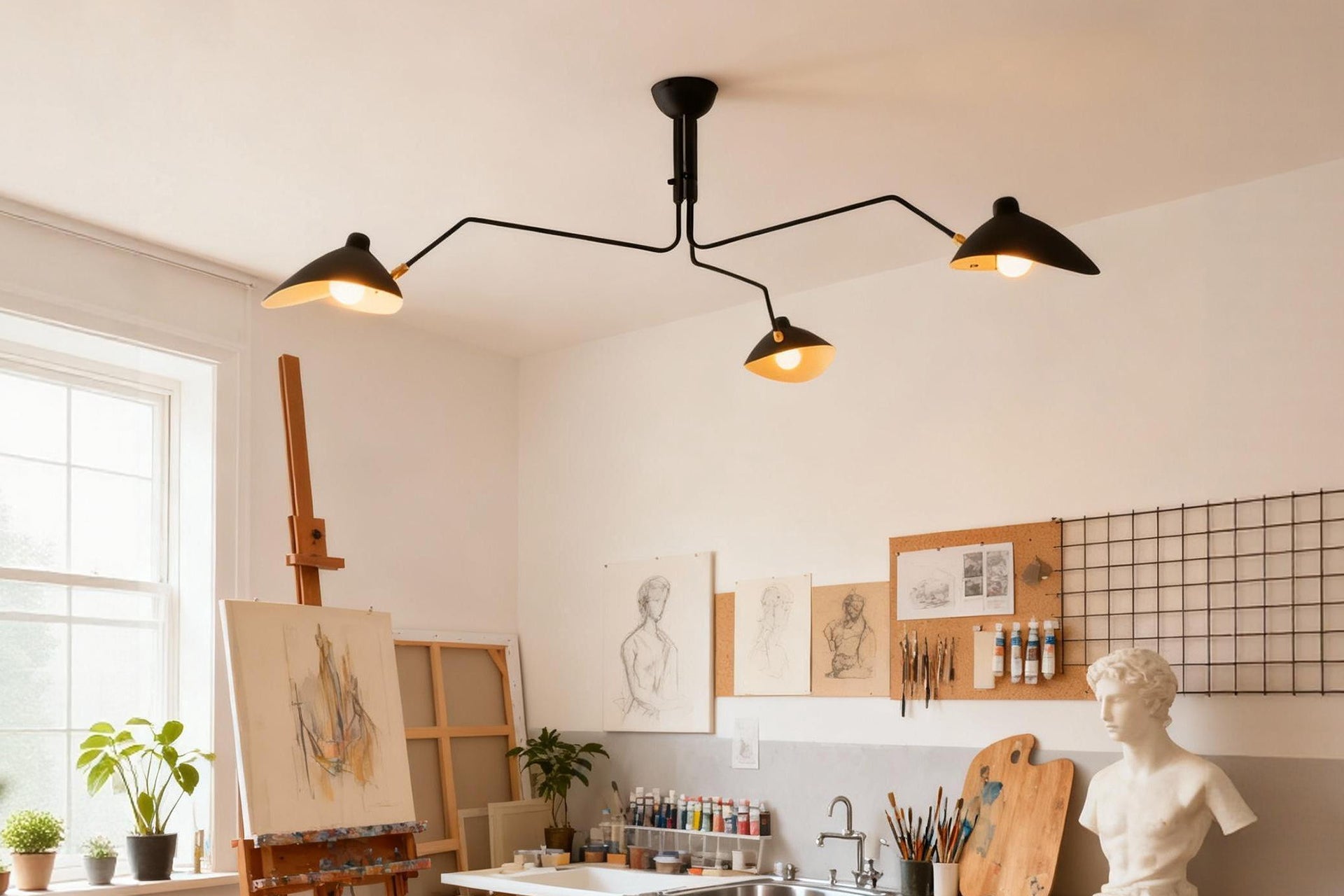 Pearl Necklace Chandelier – Brass Modern Dining Fixture – Vinlighting