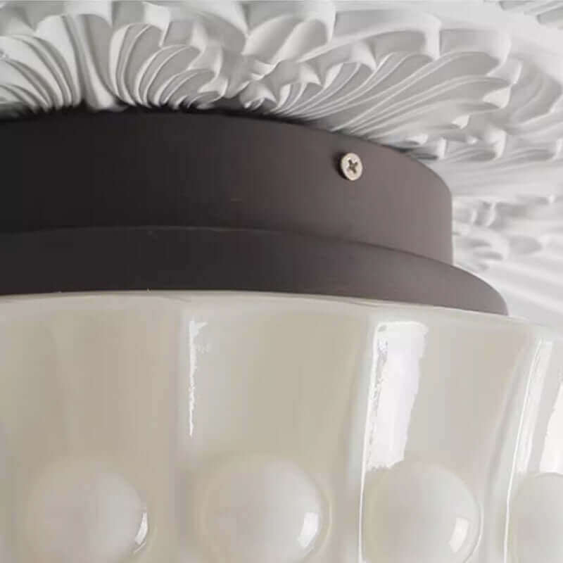 Vintage Round Glass Ceiling Light | Semi Flush Mount Light