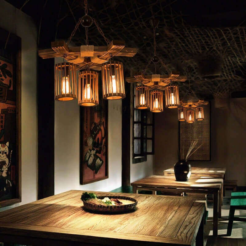 vintageです Retro Solid Wood Chandelier | Industrial & Timeless Lighting