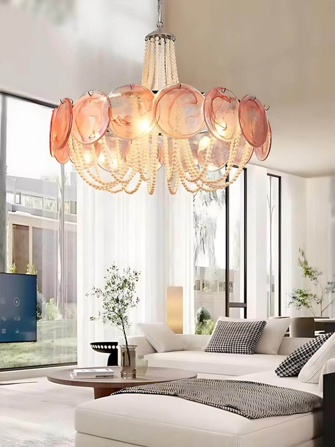 Thalire Stained Glass Chandelier for Dining Area Elegance